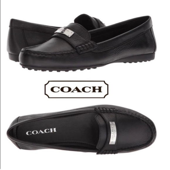 COACH Fredrica Pebble Grain Leather Loafers - Black - Picture 1 of 15